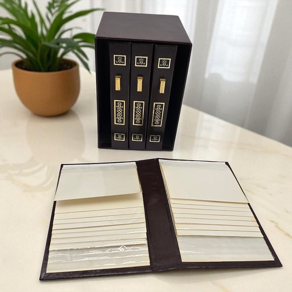 Mid Century Photo Album Set for 3x5 Photos (Embossed Spines with Gold Handles) - Picture 4 of 15